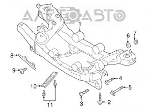 Підрамник задній Ford Escape MK3 13-19 AWD прим'ято вухо, порвані сайлент