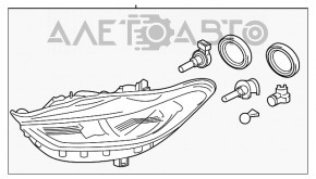 Фара передняя левая голая Ford Fusion mk5 17-20 галоген, без DRL