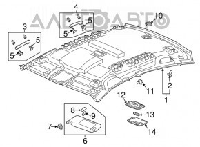 Обшивка потолка Honda Accord 18-22 серая без люка, надломан, надорван, потертости