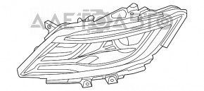 Фара передняя правая в сборе Lincoln MKC 15- ксенон, с накладкой и креплением, песок, под полировку, трещины на накладке