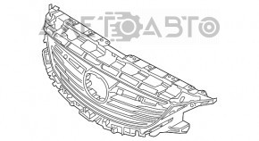 Решетка радиатора grill Mazda 6 13-17 голая, трещины, сломаны крепления, надрывы
