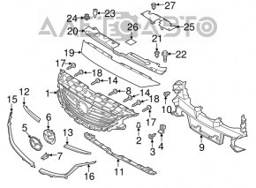 Решітка радіатора grill Mazda 6 13-17 гола, тріщини, зламані кріплення, надриви