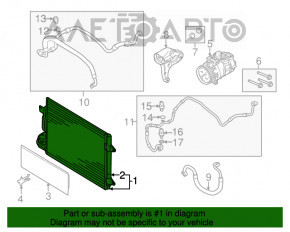 Радиатор кондиционера конденсер VW Jetta 11-18 USA 2.5, 2.0 примнут