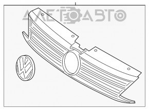 Решетка радиатора grill VW Jetta 15-18 USA со значком, с хромом, песок, трещина