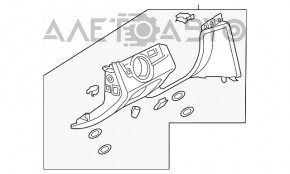 Накладка коліна водія VW Passat b7 12-15 USA бежева, тріщина у кріпленні, зламана направляйка