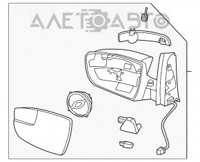 Зеркало боковое правое Ford C-max MK2 13-18 9 пинов, поворотник, подогрев, бордовое