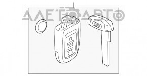 Ключ Audi Q5 8R 09-17 тип1, smart, 4 кнопки, затерт, деффект хрома