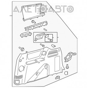 Обшивка арки правая Toyota Sienna 11-14 бежевая с шторкой, затерта, без заглушек