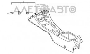 Консоль центральна підлокітник та підсклянники VW Jetta 19- шкіра чорна