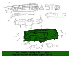 Торпедо передняя панель без AIRBAG Dodge Dart 13-16 черн, тычки