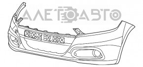 Бампер передний голый Dodge Dart 13-16 серый, заломы снизу, дефекты креплений