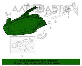 Фара передняя левая голая Dodge Dart 13-16 галоген хром слом креп