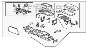 Консоль центральна підлокітник та підсклянники Chevrolet Volt 16- чорна, синя строчка, подряпини, тріщини надламані кріплення