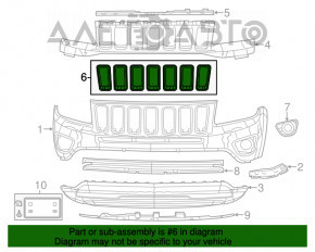 Хром вставки в радіаторні грати Jeep Compass 11-16 світлі, комплект 7шт новий неоригінал SIGNEDA