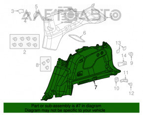 Обшивка арки правая Jeep Cherokee KL 14-18 черн, потерта