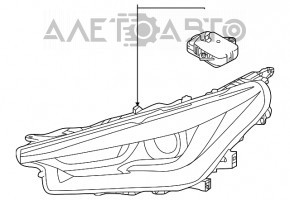 Фара передня ліва гола Infiniti QX50 19-LED розбите скло, надломи в корпусі