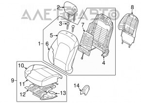 Пасажирське сидіння Hyundai Santa FE Sport 13-16 дорест, без airbag, електро, шкіра беж