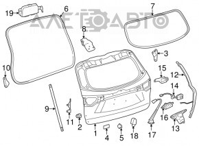 Амортизатор двери багажника правый Toyota Highlander 14-19 электро, отрезана фишка