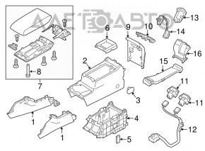 Консоль центральная подлокотник Subaru Legacy 15-19 кожа, бежевая, надорван подлокотник