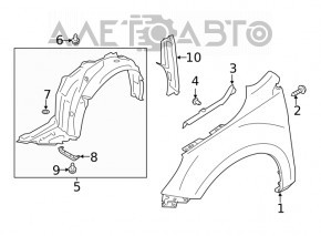 Подкрылок передний левый Subaru Legacy 15-19 трещины, надорвано крепление