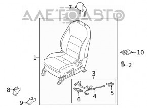 Пассажирское сидение Infiniti QX50 19- без airbag, электро, кожа черн, стрельнувшее