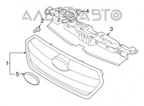 Решетка радиатора grill Subaru Outback 15-17 с эмблемой, песок, полез хром в эмблеме