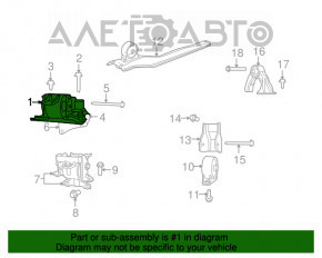 Подушка двигуна права Jeep Compass 11-16 2.0, 2.4, AWD, FWD, потріскана