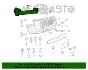Підсилювач переднього бампера Jeep Compass 11-16 іржавий