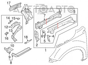 Чверть передні праві Subaru Legacy 15-19 графіт, гнутий пістолет, гнутий лонжерон