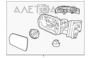 Дзеркало бічне ліве Ford Edge 15-18 7 пінів, поворотник, підігрів синє зламане кріплення підсвічування