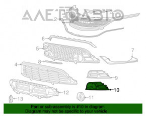 Накладка центральной решетки правая Chrysler 200 15-17