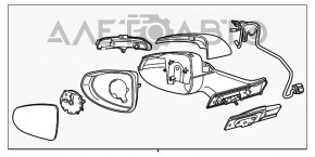 Зеркало боковое левое Chevrolet Volt 11-15- 7 пинов, поворотник, графит, трещины, царапина