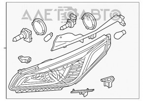Фара передняя левая голая Hyundai Sonata 15-17 галоген без крепления, трещины на креплениях