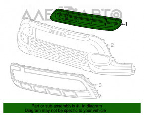 Верхняя решетка переднего бампера Fiat 500L 14-17 Trekking- зеленая, трещины, царапины