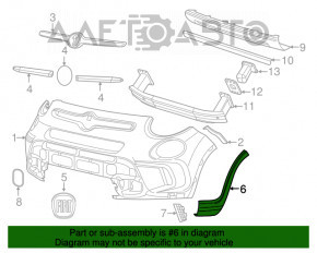 Накладка арки переднего бампера правая Fiat 500L 14-17 Trekking
