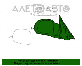 Зеркало боковое правое Fiat 500L 14- 7 пинов, зеленый, царапины