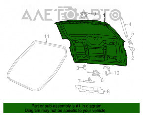 Дверь багажника голая со стеклом Fiat 500L 14- под камеру зеленый PGQ, замят угол