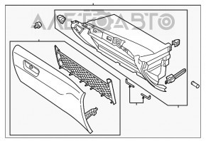 Перчаточный ящик, бардачок Ford Fusion mk5 17-20 черный, царапина, потерто, сломано крепление