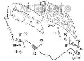 Ручка відкриття замка підкапотна капота Ford Escape MK3 13-19 зламане кріплення