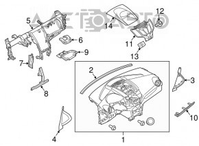 Торпедо передня панель без AIRBAG Ford Fiesta 11-19 чорний злам рама, подряпини