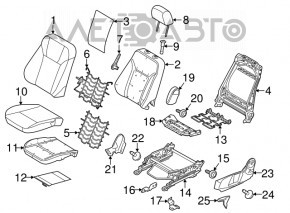 Водительское сидение Ford Fiesta 11-19 без airbag, механ, тряпка черн, без одной ручк регулир