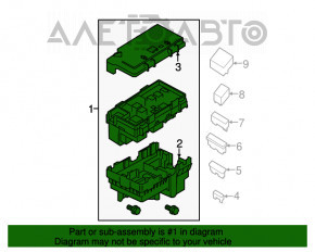 Блок запобіжників підкапотний Jeep Cherokee KL 14-18 2.4 без нижньої частини, зламані кріплення, тріщини