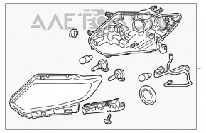 Фара передняя правая Nissan Rogue 17- голая, галоген, царапины, песок, сломано крепление фишки