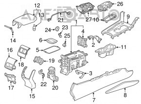 Консоль центральная подлокотник Honda Accord 18-22 беж кожа, без воздуховода, царапины