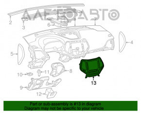 Обрамление магнитолы с воздуховодами Jeep Cherokee KL 14-18 под большой дисплей, сер