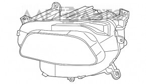 Фара передняя правая голая Jeep Cherokee KL 14-18 дорест галоген черн, побит корпус, слом креп