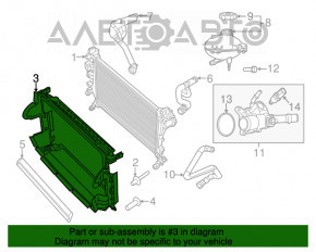 Дефлектор радиатора охлаждения Jeep Renegade 15-18 дорест 2.4 рамка, надорван, надломана защелка