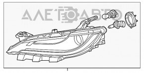 Фара передня права гола Chrysler 200 15-17 галоген без кріплення