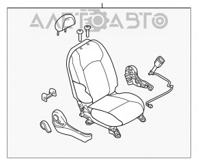 Пассажирское сидение Nissan Versa Note 13-19 без airbag, тряпка черн, под химчистку