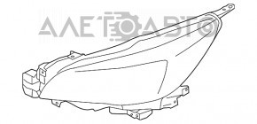 Фара передняя левая Subaru Legacy 15-17 голая, дорест, галоген, черный отражатель